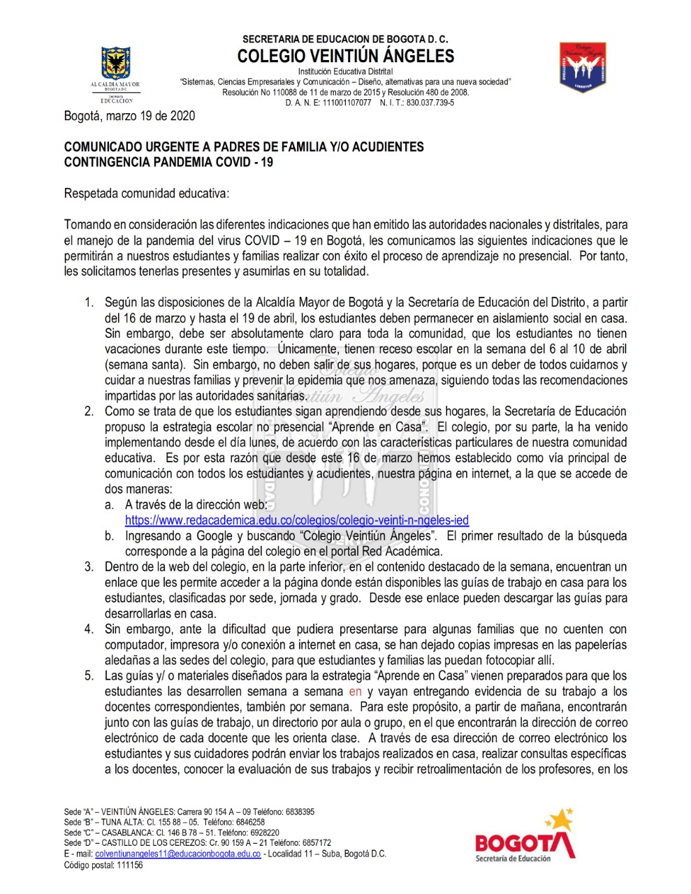 Imagen comunicado urgente