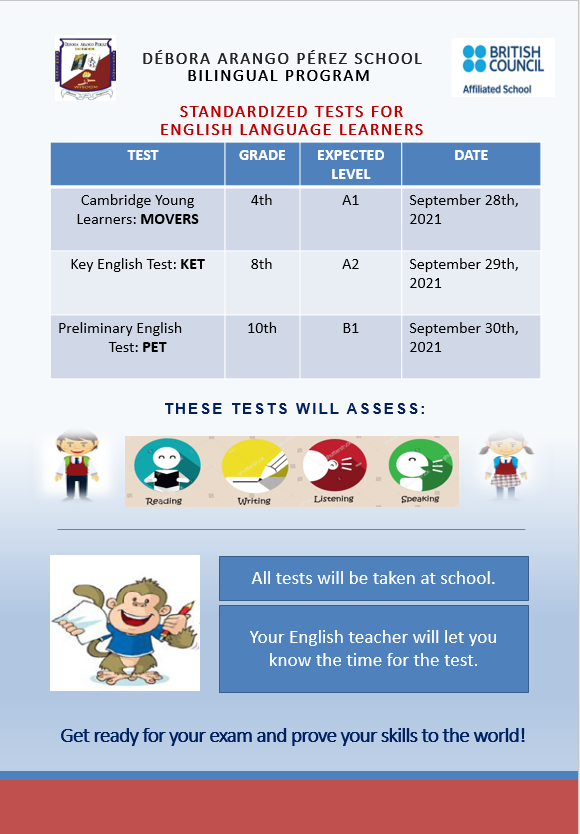 Imagen Standardized Tests for English Language Learners:4th, 8th and 10th graders