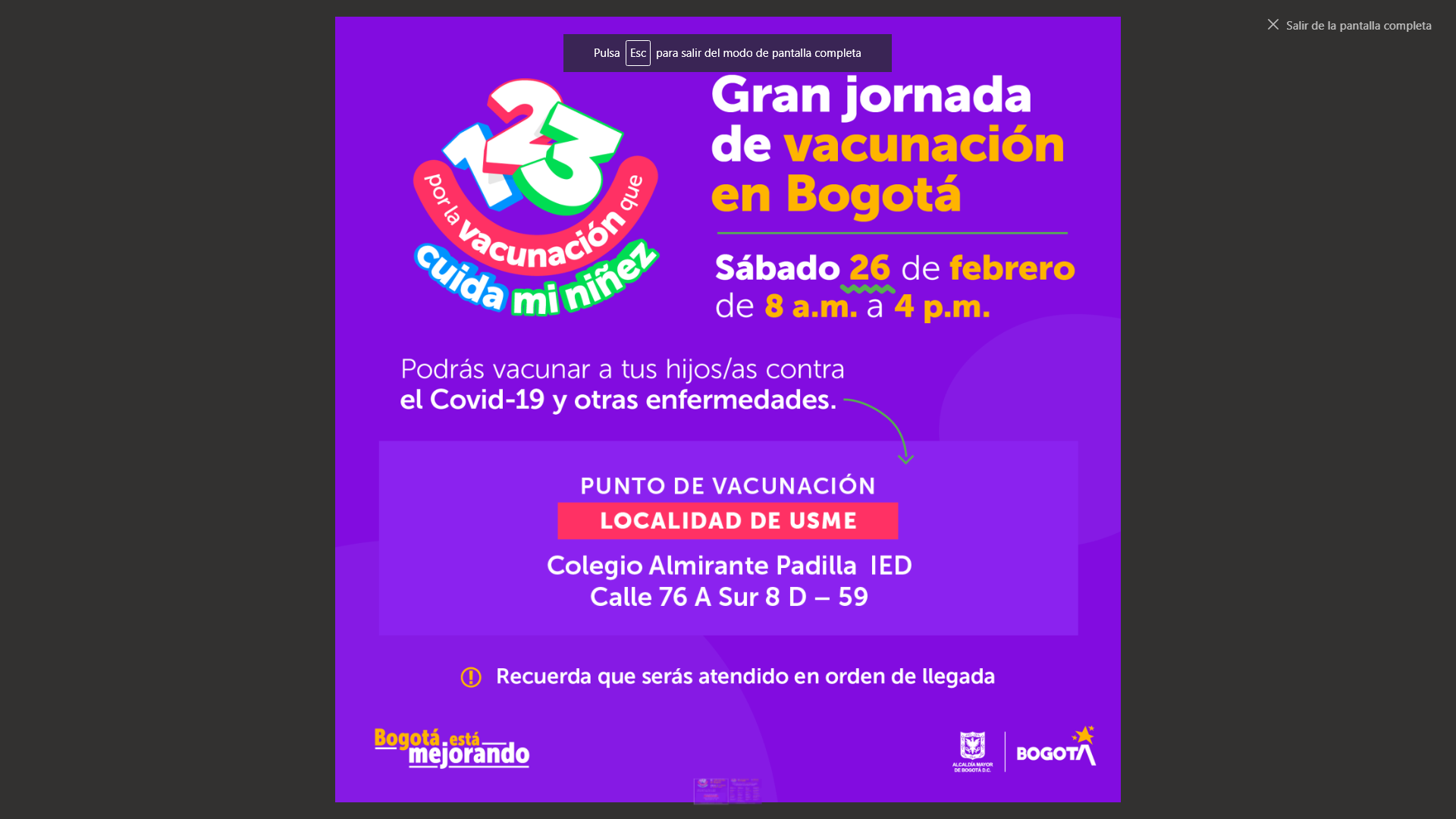Gran jornada de vacunación 26 de febrero 2022