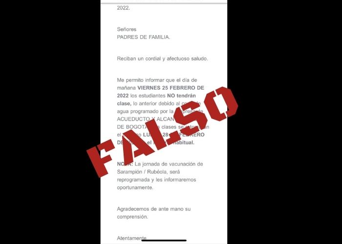 Información difundida en redes es FALSA. 
