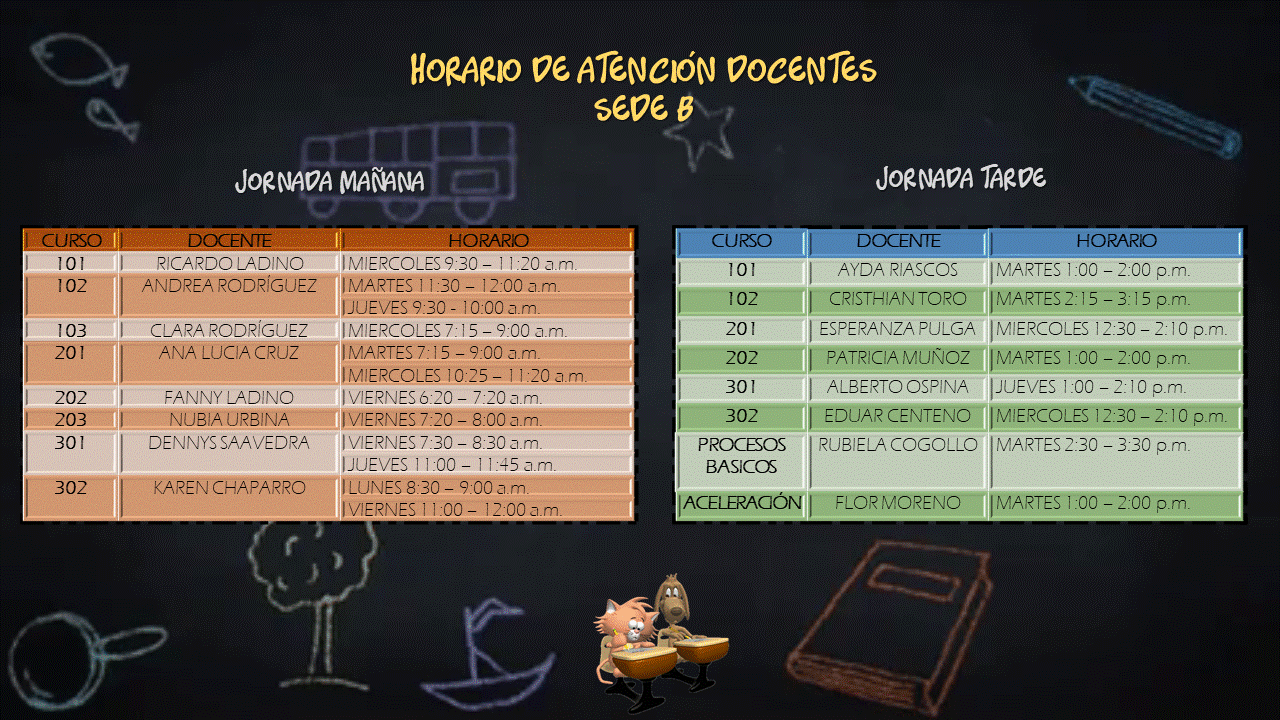 Horario de Atención Docentes Sede B