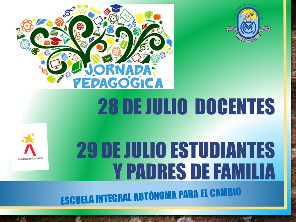 JORNADAS PEDAGOGICAS 28 Y 29 DE JULIO