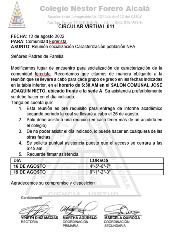 MODIFICACIÓN LUGAR REUNIÓN 