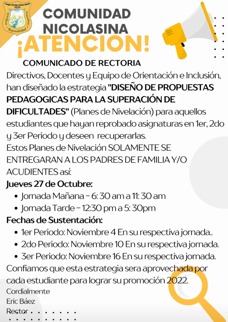 COMUNICADO DE RECTORIA