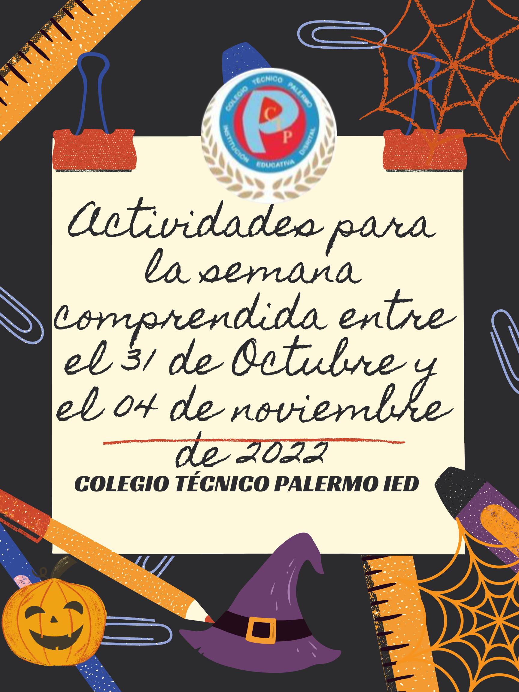 Actividades para la semana comprendida entre el 31 de octubre y el 04 de noviembre de 2022