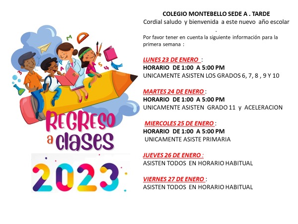INGRESO ESCOLAR 2023 JORNADA TARDE