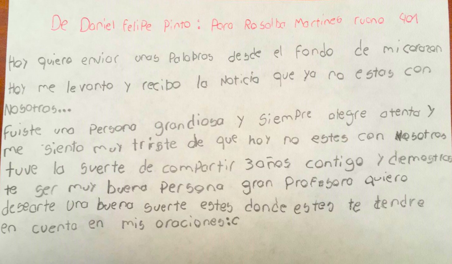 Mensaje para la profesora Rosalba