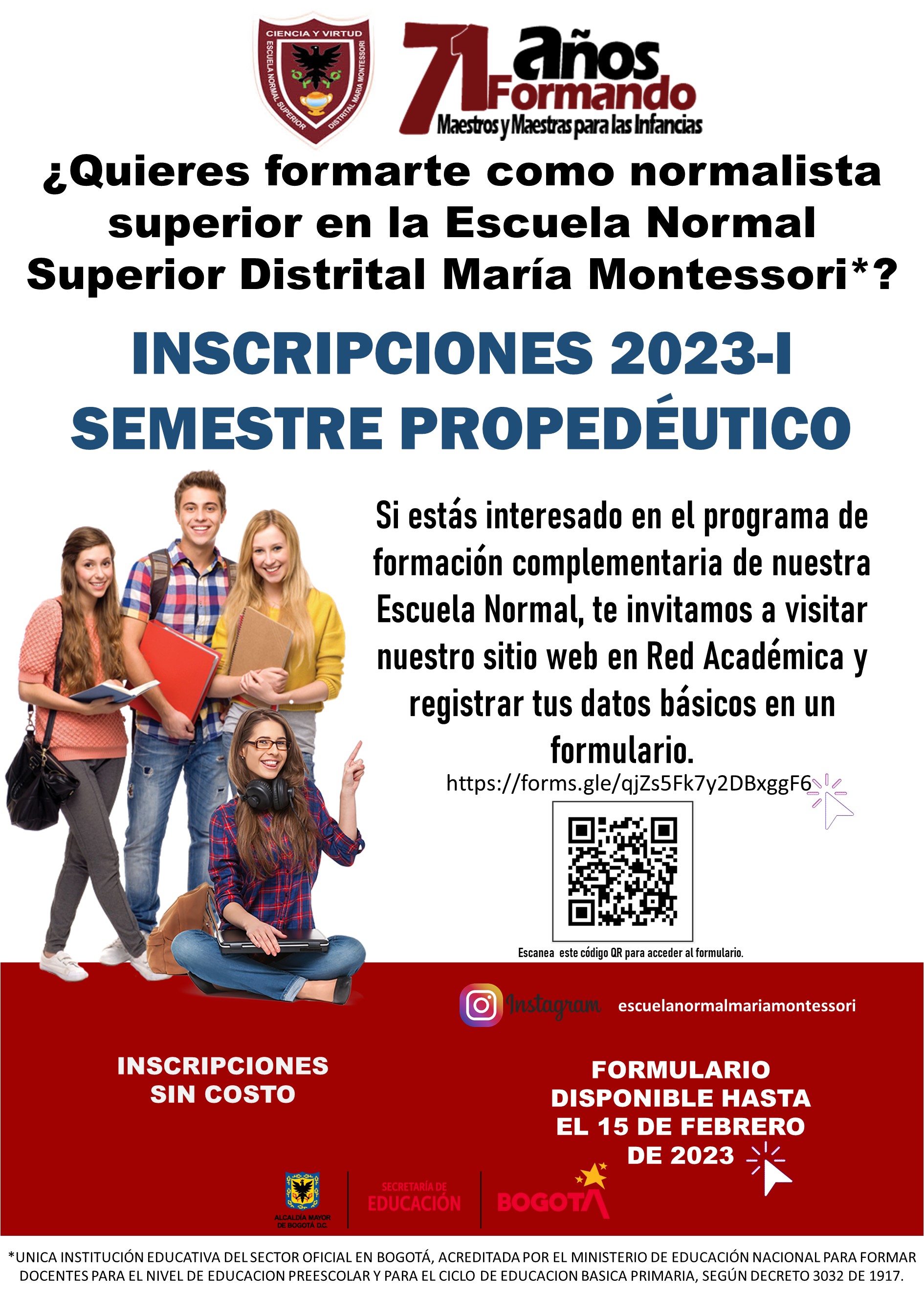 Inscripciones al Programa de Formación Complementaria de la ENSDMM Semestre PROPEDËUTICO 2023-1