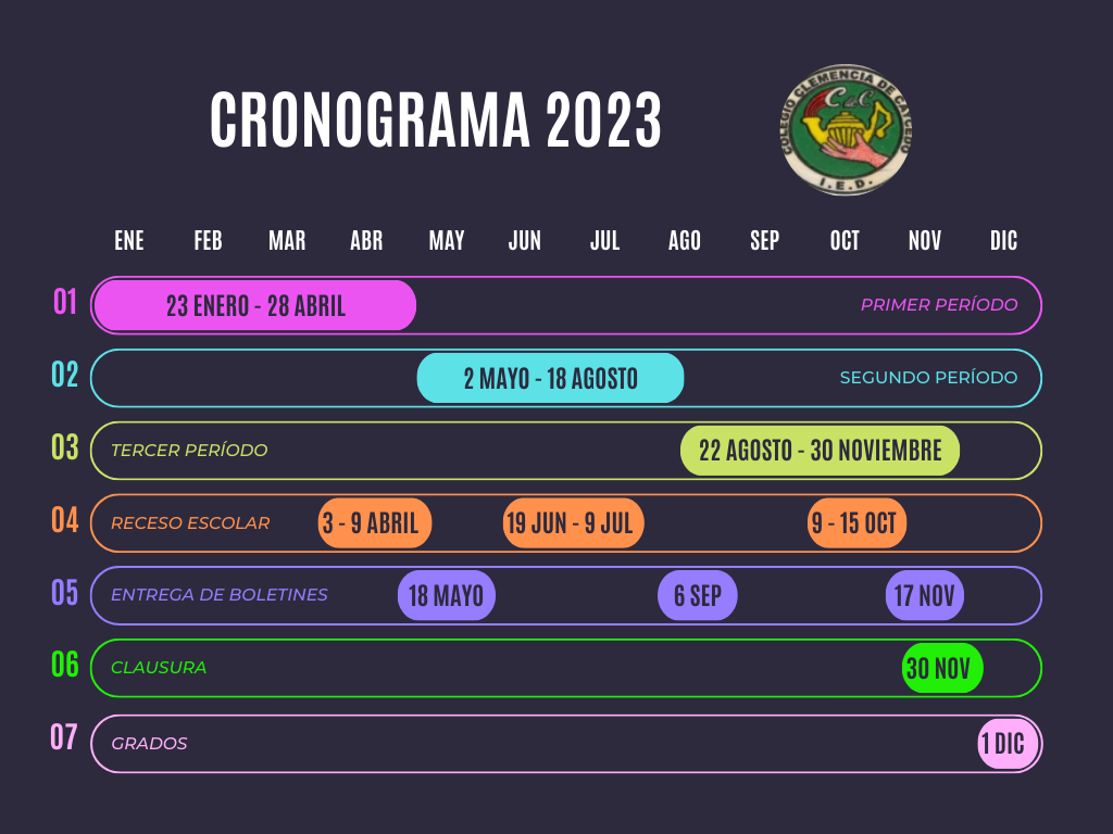 Cronograma escolar 2023