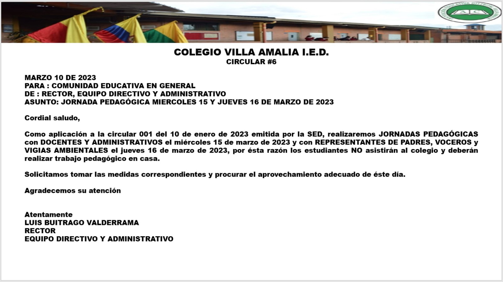 Circular 6 del 10 de Marzo