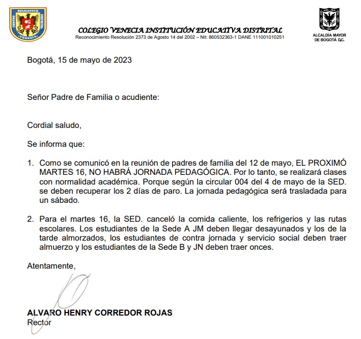 CIRCULAR PADRES DE FAMILIA