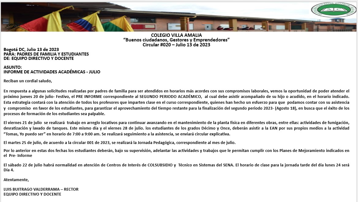 Circular 20 de 13 de Julio