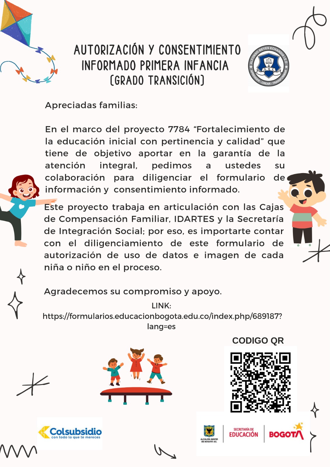 AUTORIZACION Y CONSENTIMIENTO INFORMADO PRIMERA INFANCIA - TRANSICION