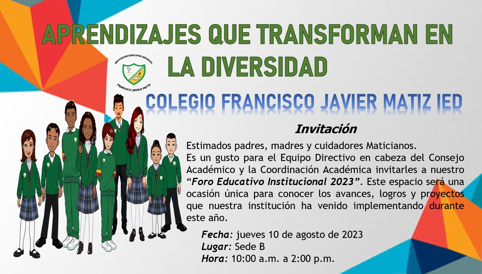 Invitación a toda la comunidad educativa 