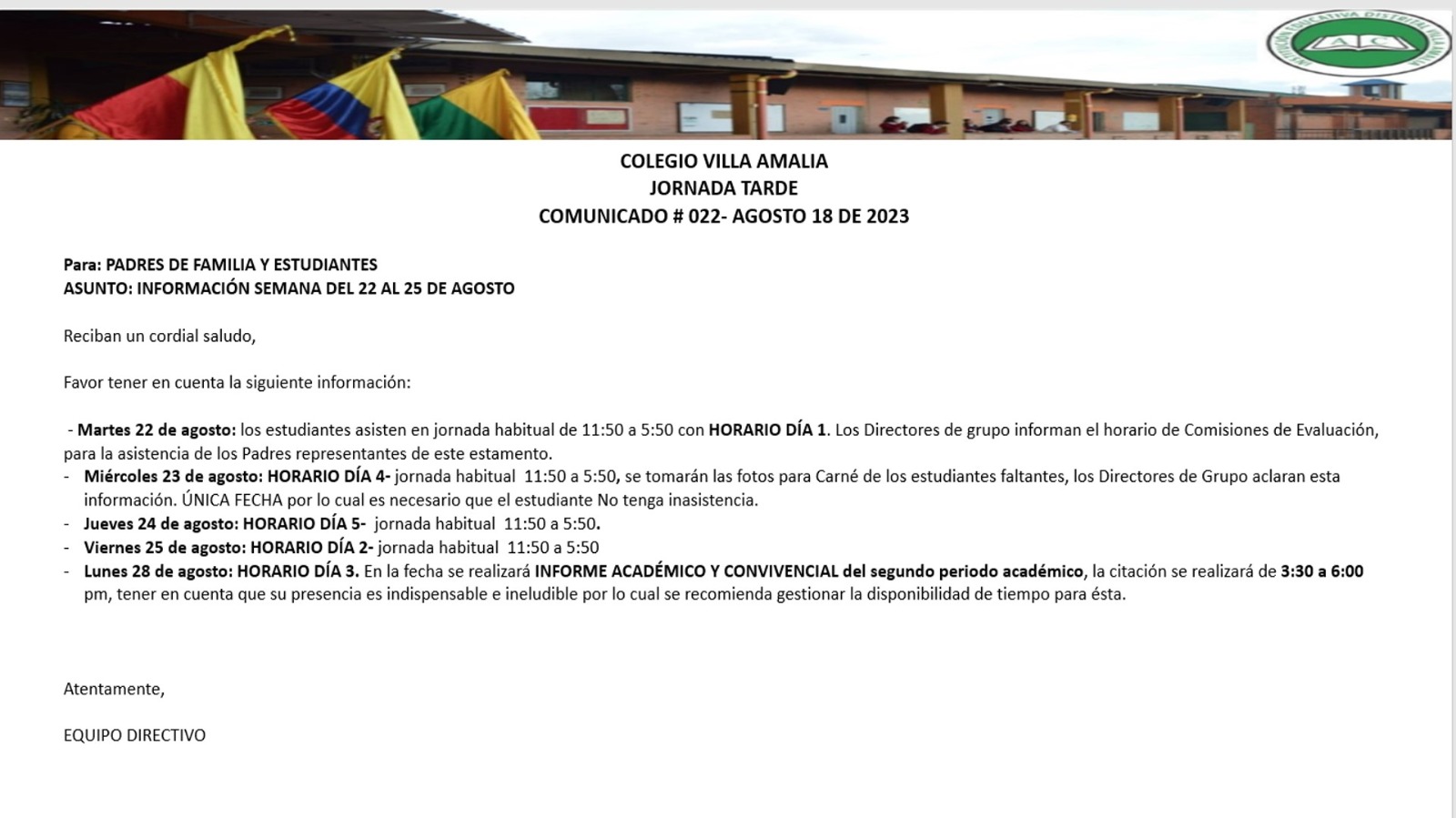 Comunicado 22 de 18 de Agosto