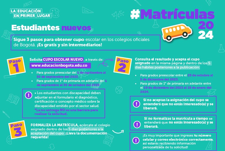 Conoce el proceso de matriculas para el próximo año 2024