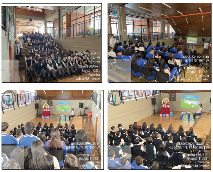 Estudiantes en el teatro escuchando la Charla