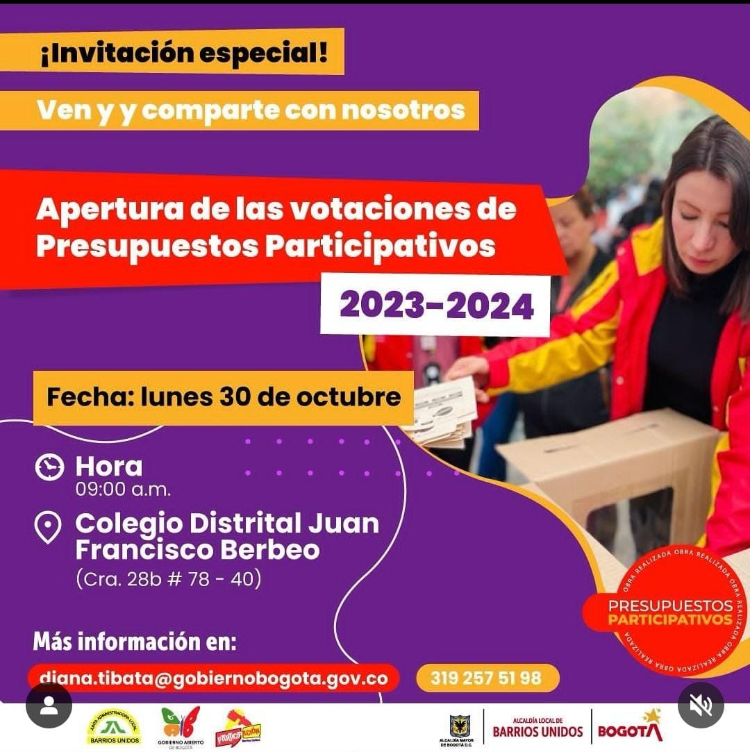 Presupuestos participativos 2023,I.E.D Juan Francisco Berbeo