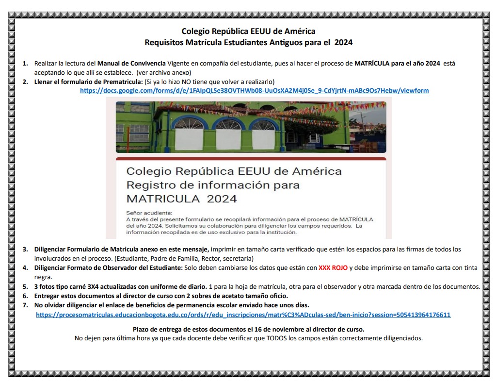 REnovación matrícula 2024