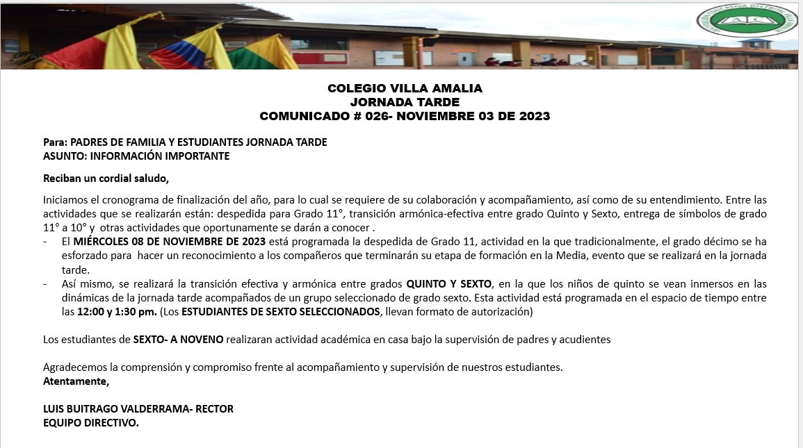 Comunicado 26 de 3 de Noviembre