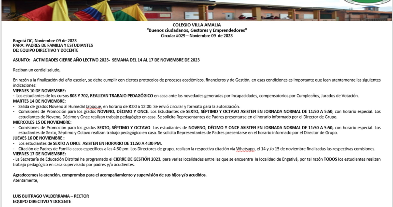 Circular 29 del 9 de Noviembre