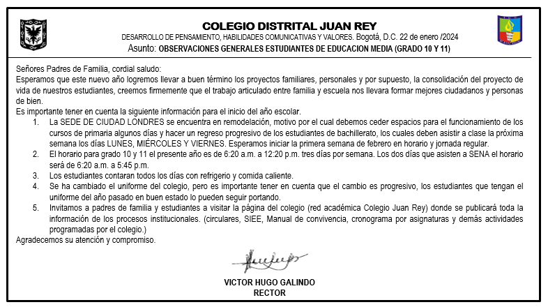 OBSERVACIONES GENERALES ESTUDIANTES DE EDUCACION MEDIA (GRADO 10 Y 11)