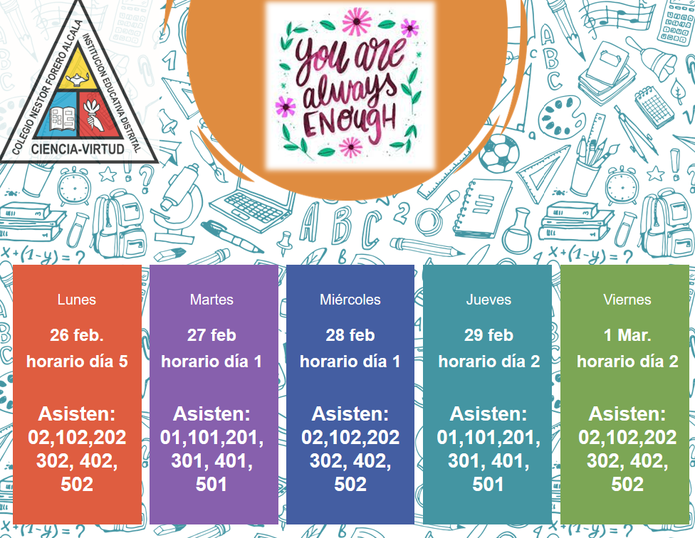 Alternancia semana 26 de febrero al 01 de marzo