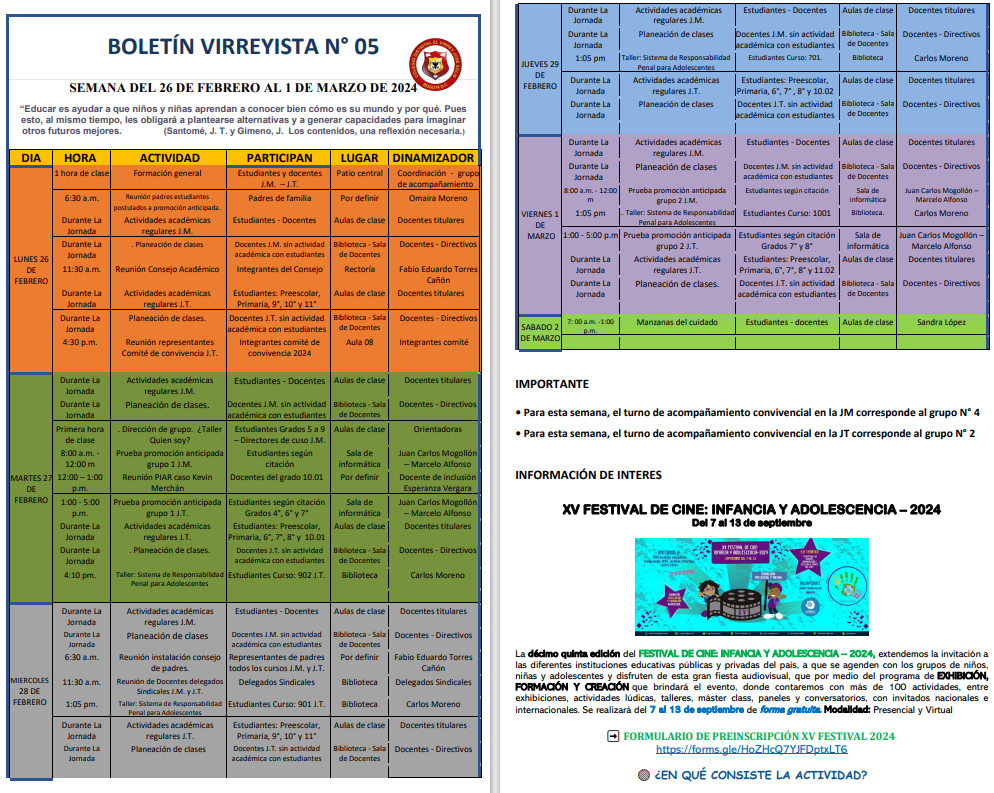 BOLETÍN SEMANAL N° 05 