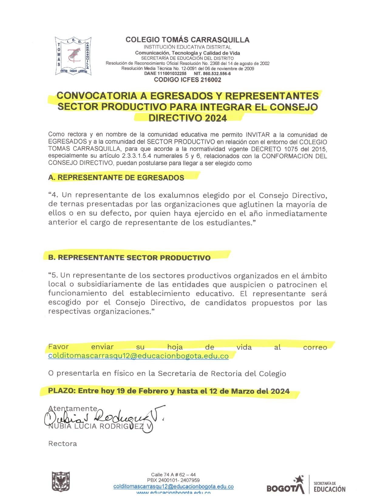 Convocatoria a egresados y sector productivo