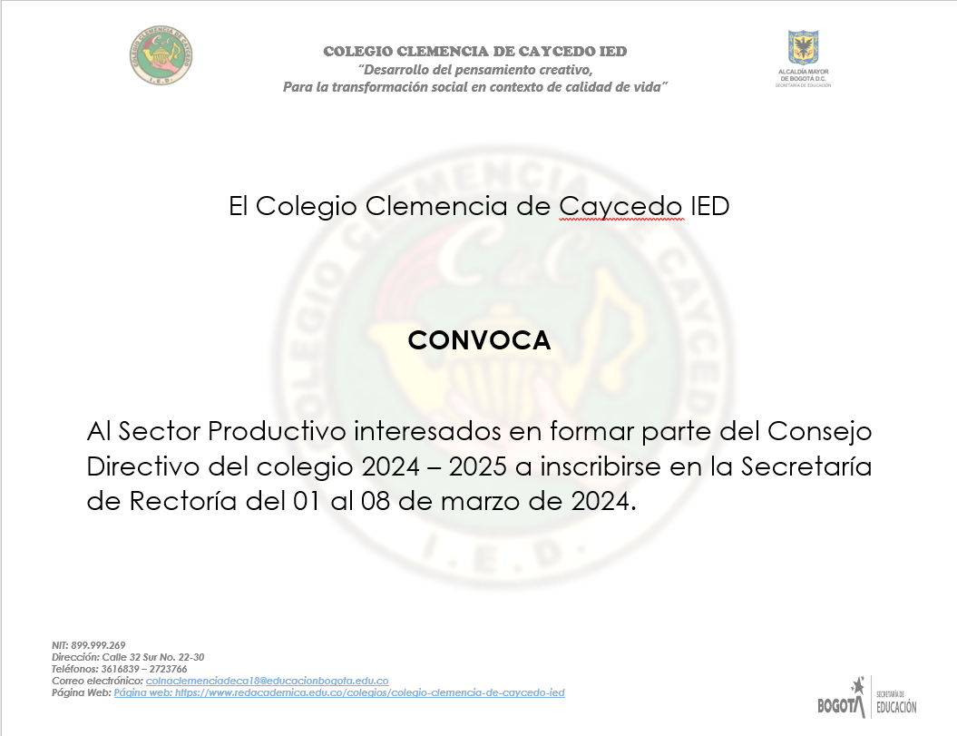 Convocatoria Sector Productivo 2024 para hacer pare del Consejo Directivo 