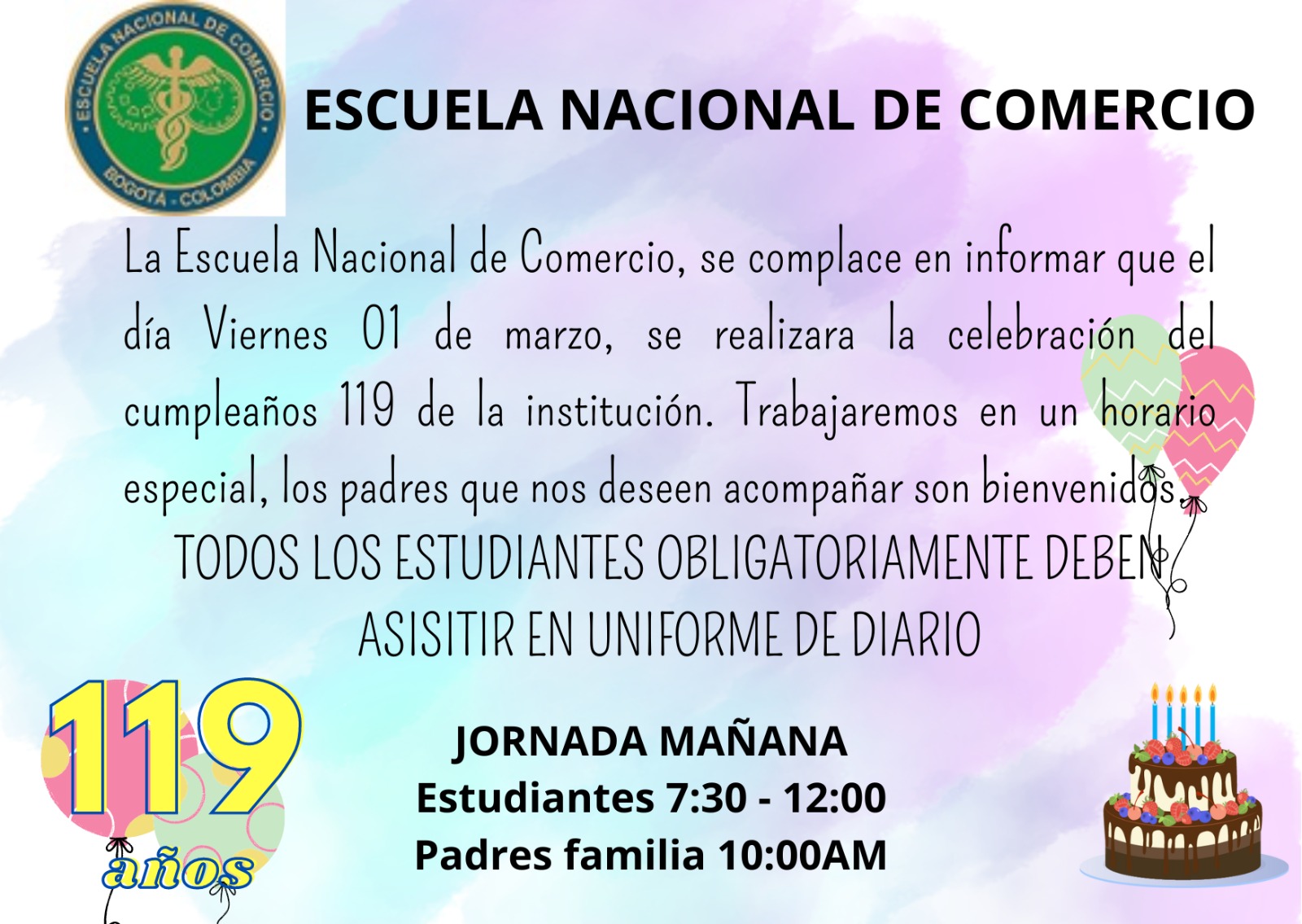 Celebracion de cumpleaños de la Escuela Nacional de Comercio