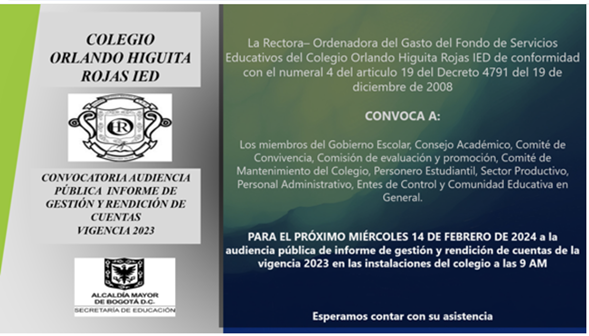 Audiencia Informe de Gestión - Resultados año 2023 y Primera Reunión Padres De Familia Año 2024