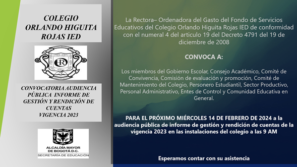 Audiencia Informe de Gestión - Resultados año 2023 y Primera Reunión Padres De Familia Año 2024