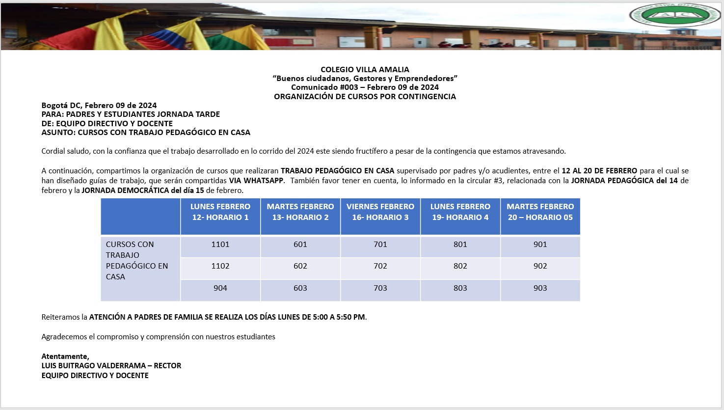 Comunicado 3 de 9 de Febrero 2024