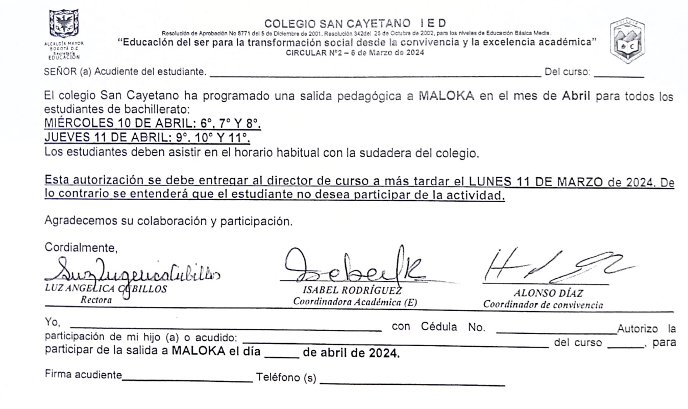 CIRCULAR SALIDA A MALOKA