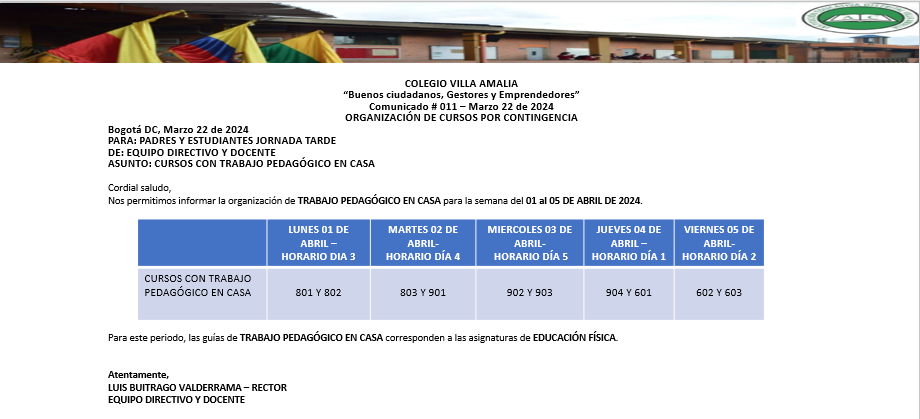 Comunicado 11 del 22 de Marzo del 2024