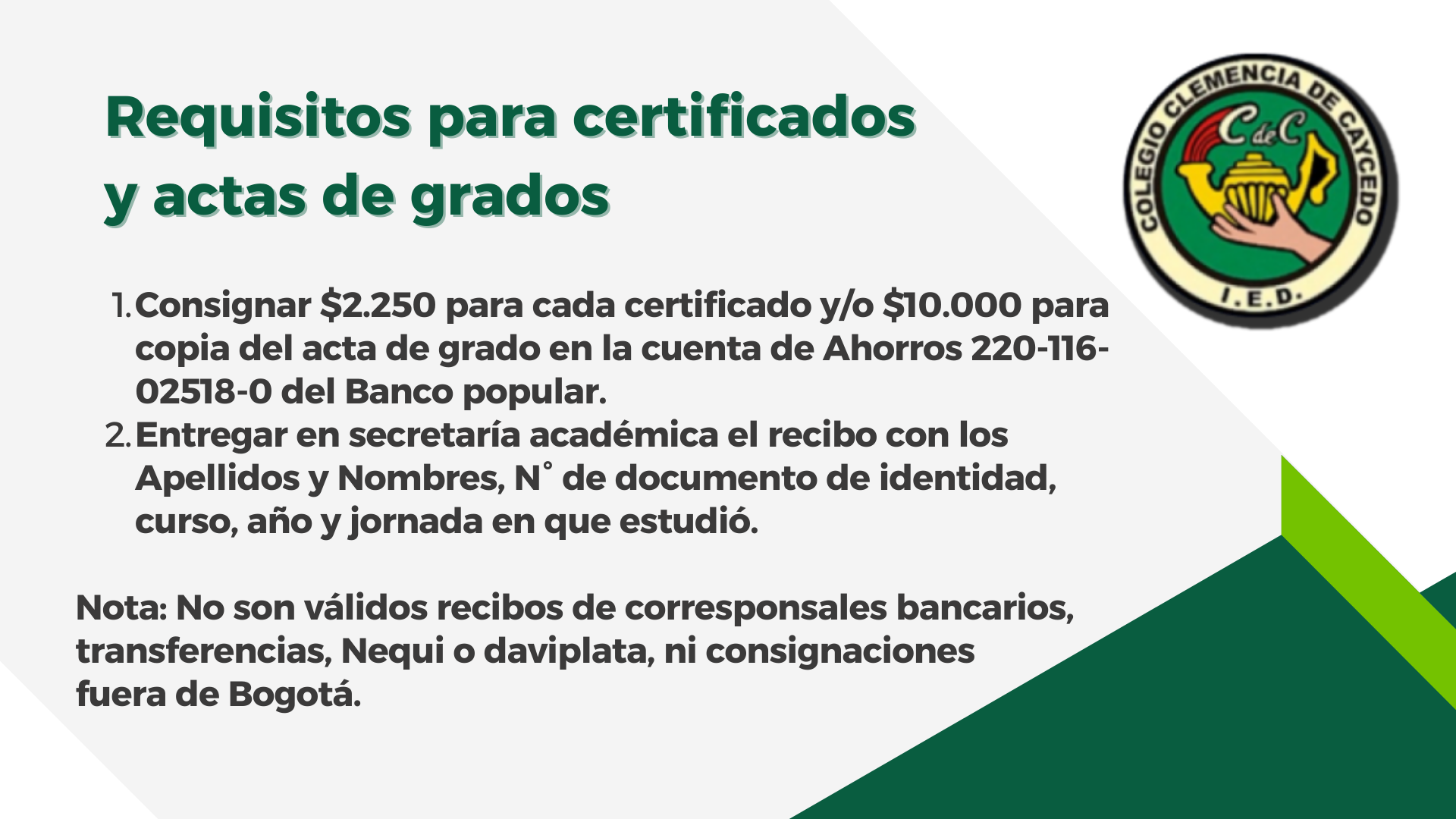 Requisitos para certificados