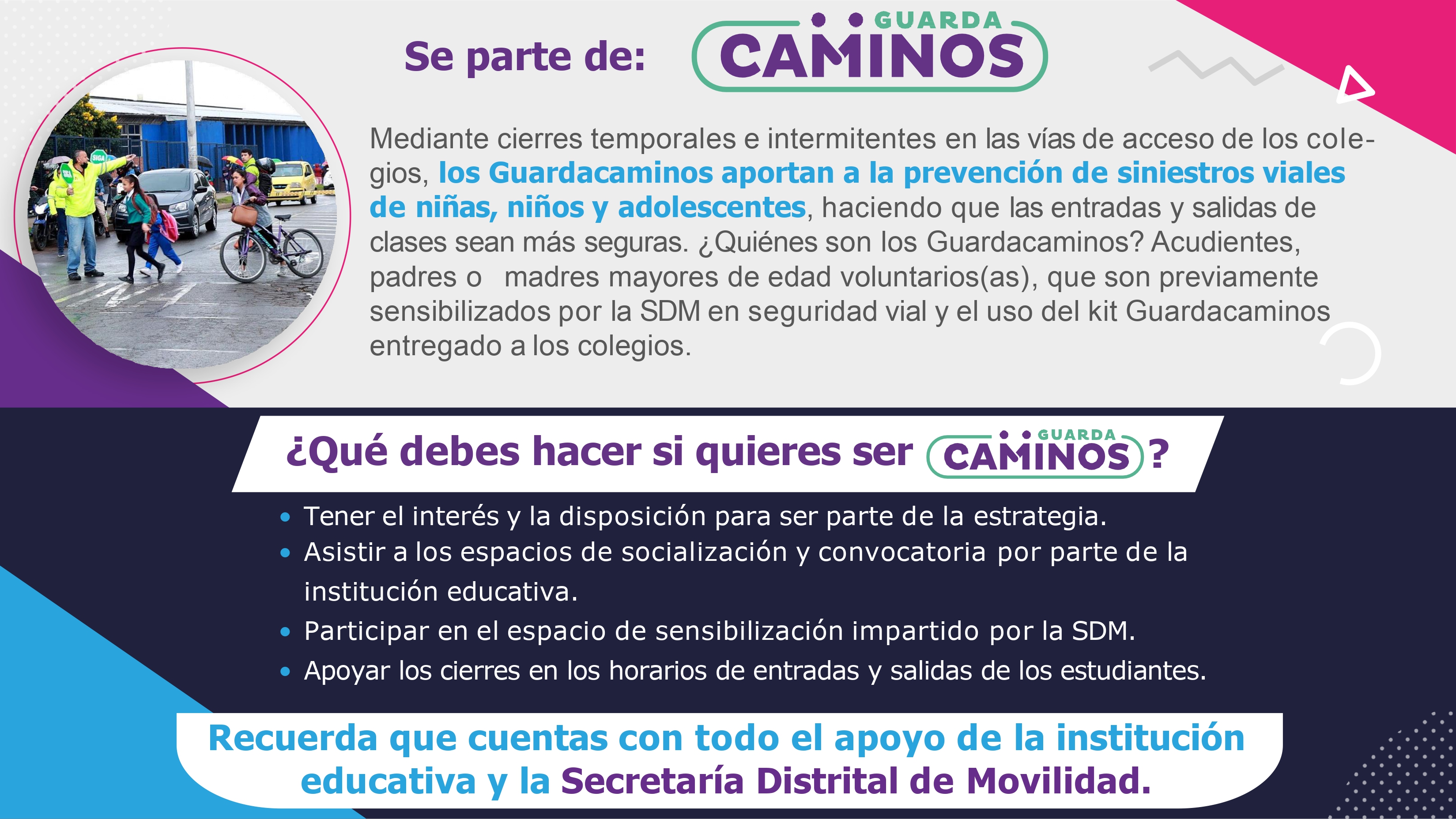Los Guardacaminos aportan a la prevención de siniestros viales de niñas, niños y adolescentes.