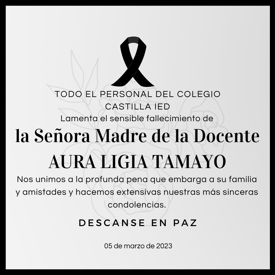 Mensaje de condolencias para la docente Aura Ligia