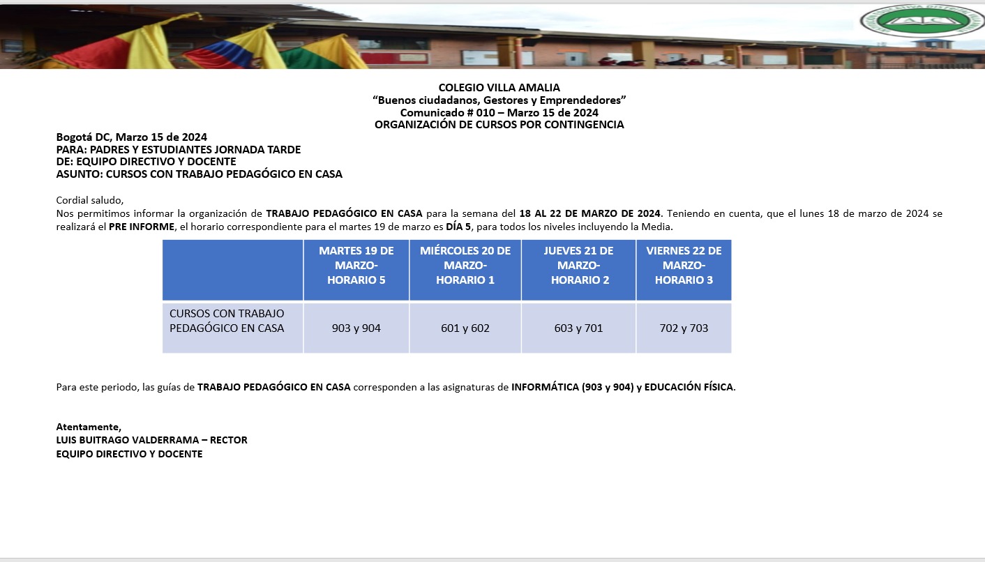 Comunicado 10 de 15 de Marzo 2024