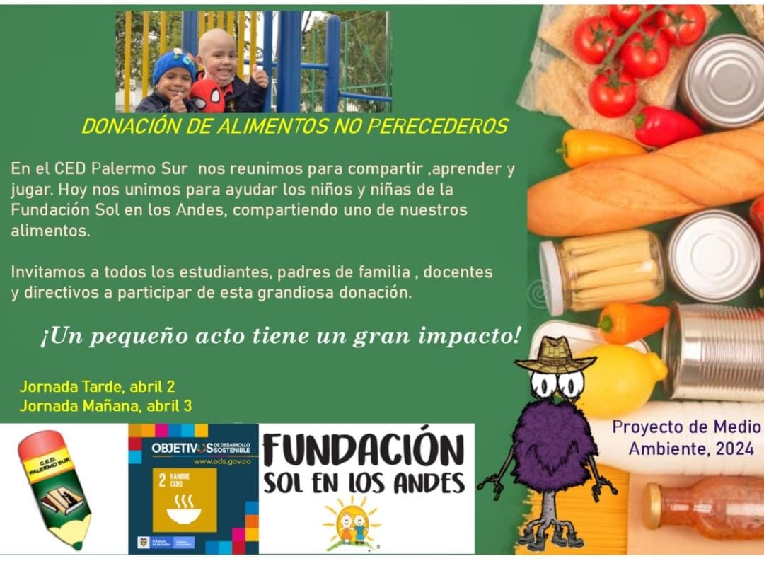 Donación de alimentos no perecederos para la fundación Sol en los Andes.
