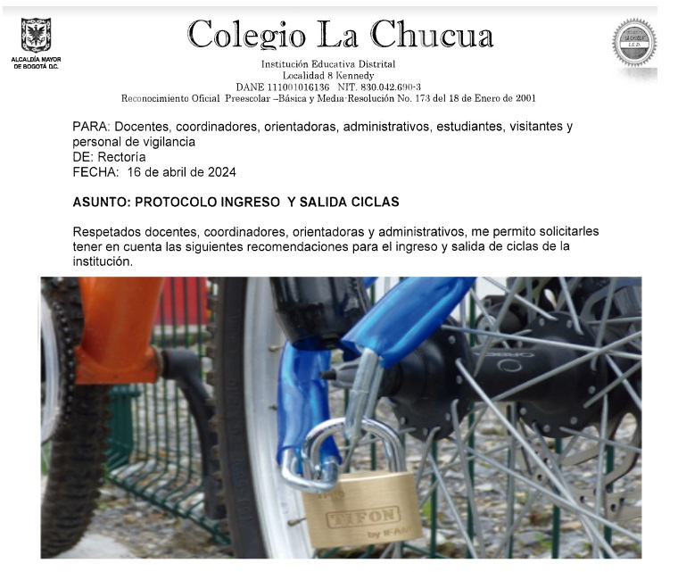 Protocolo ingreso y salida ciclas