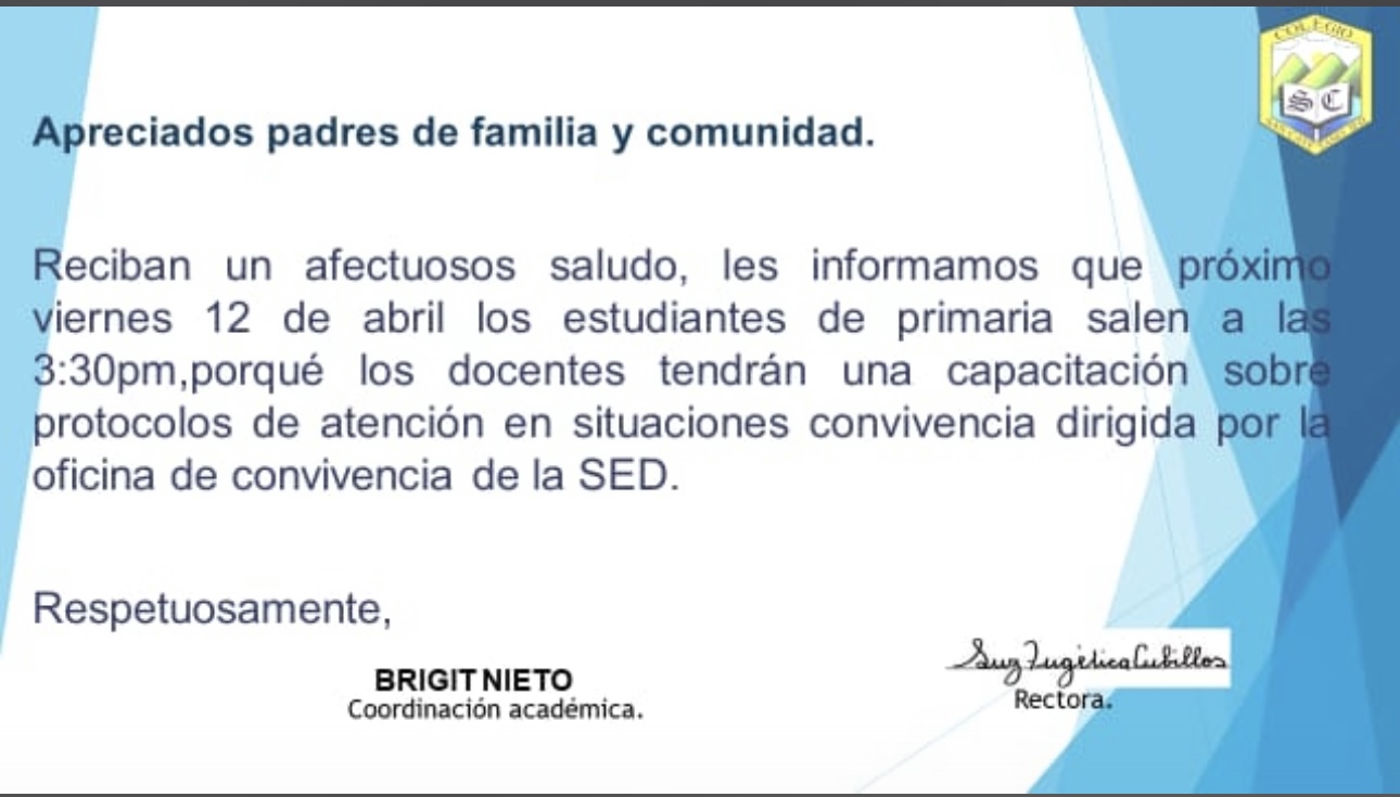 Horario de salida viernes 12 de abril