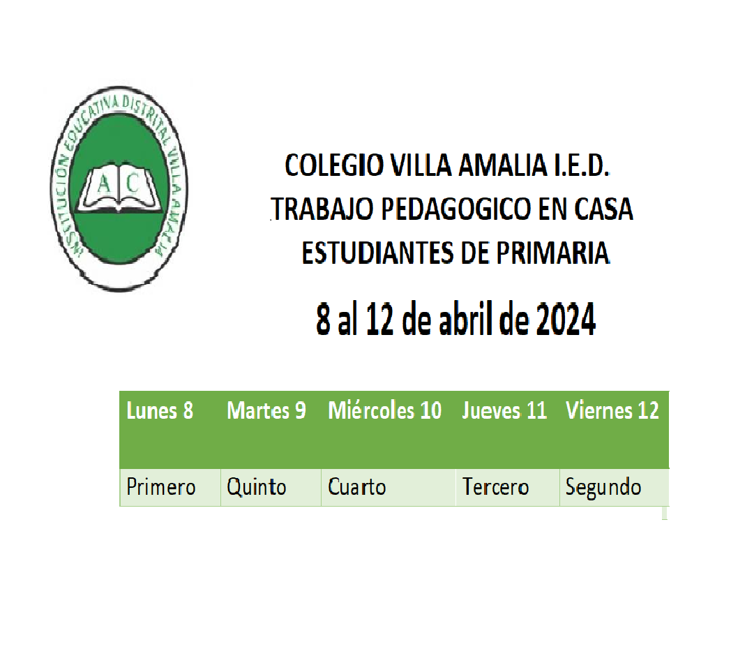 Trabajo en casa 8 al 12 de abril