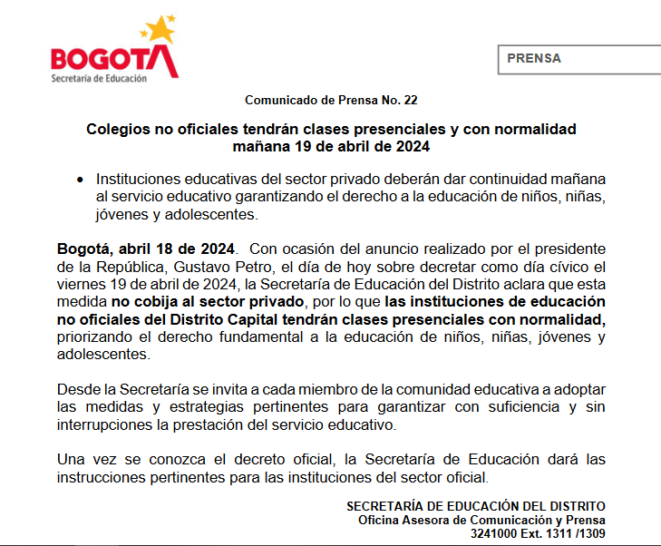 MAÑANA 19 de Abril NORMALIDAD ACADÉMICA
