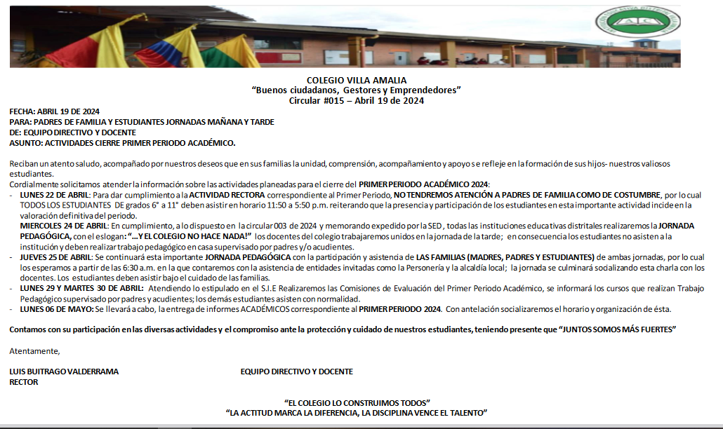 Circular 15 del 19 de Abril 2024