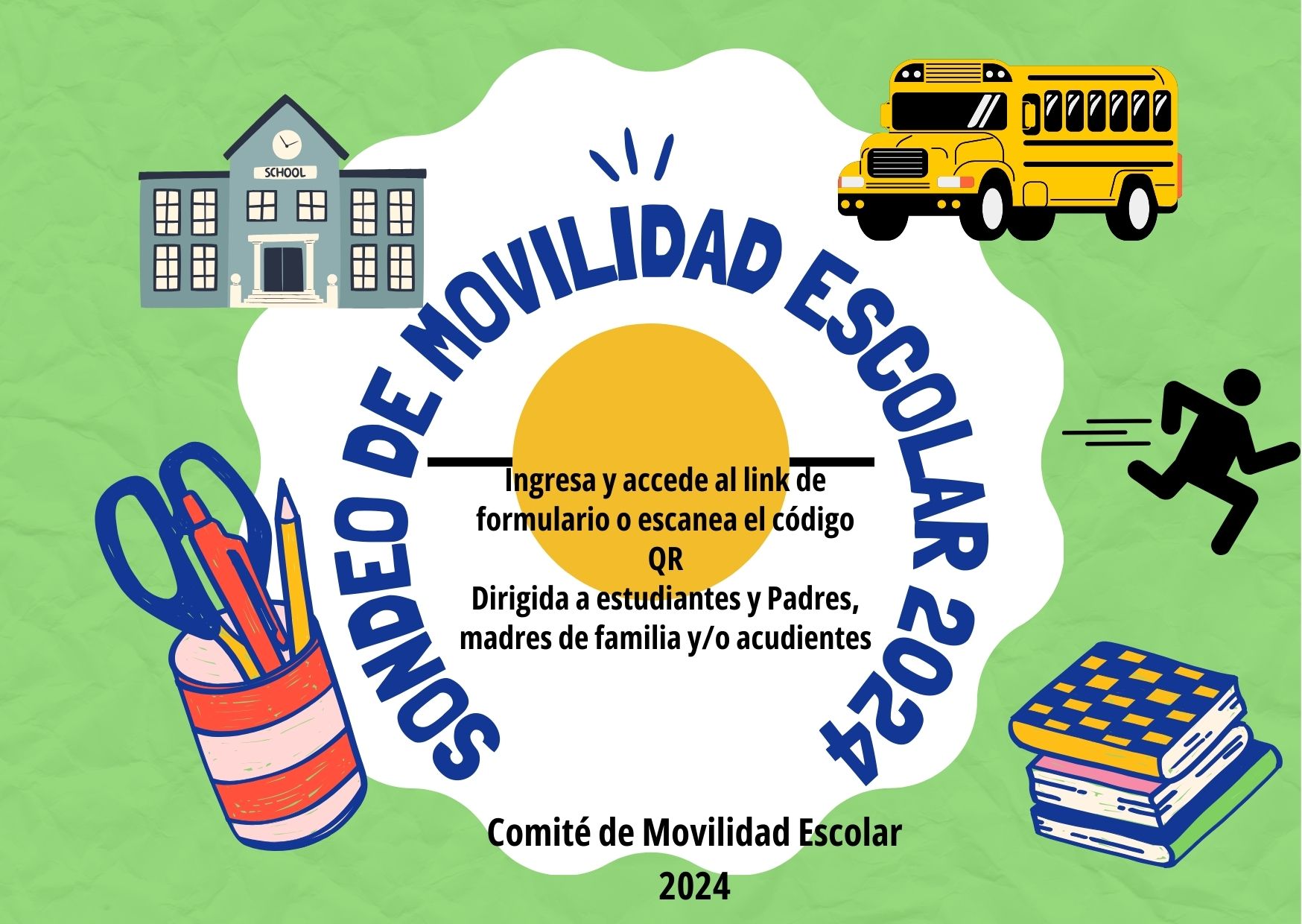 sondeo de movilidad escolar. con imágenes relacionadas con la escuela
