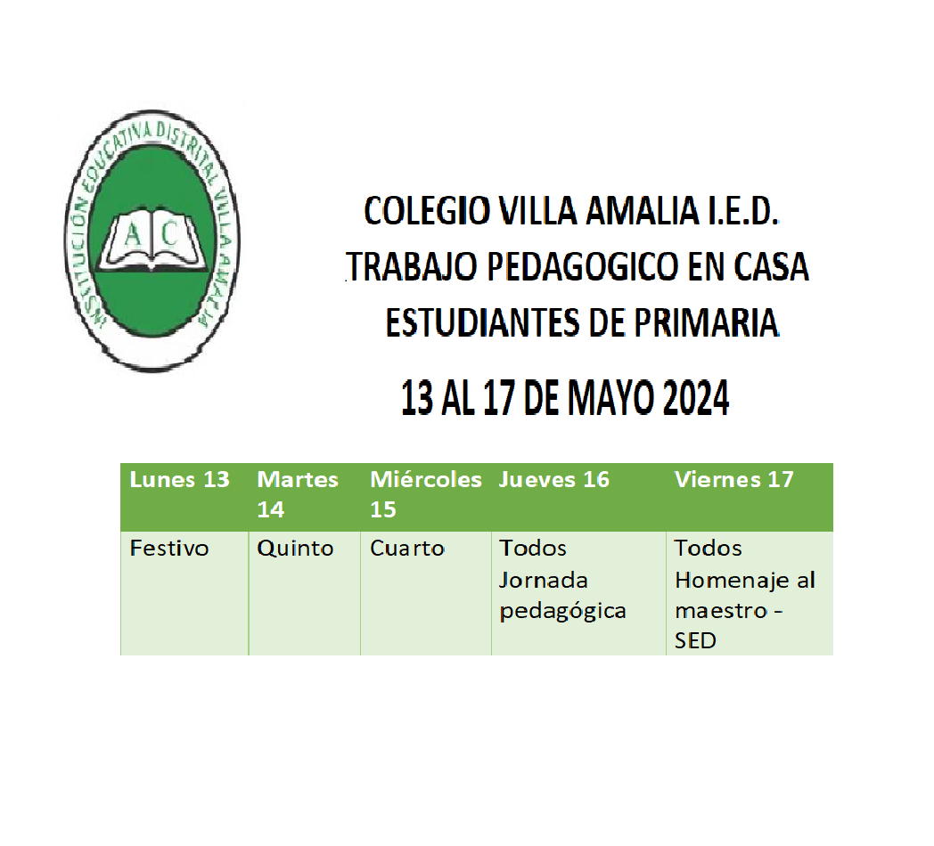 Trabajo pedagógico mayo 14 al 17 