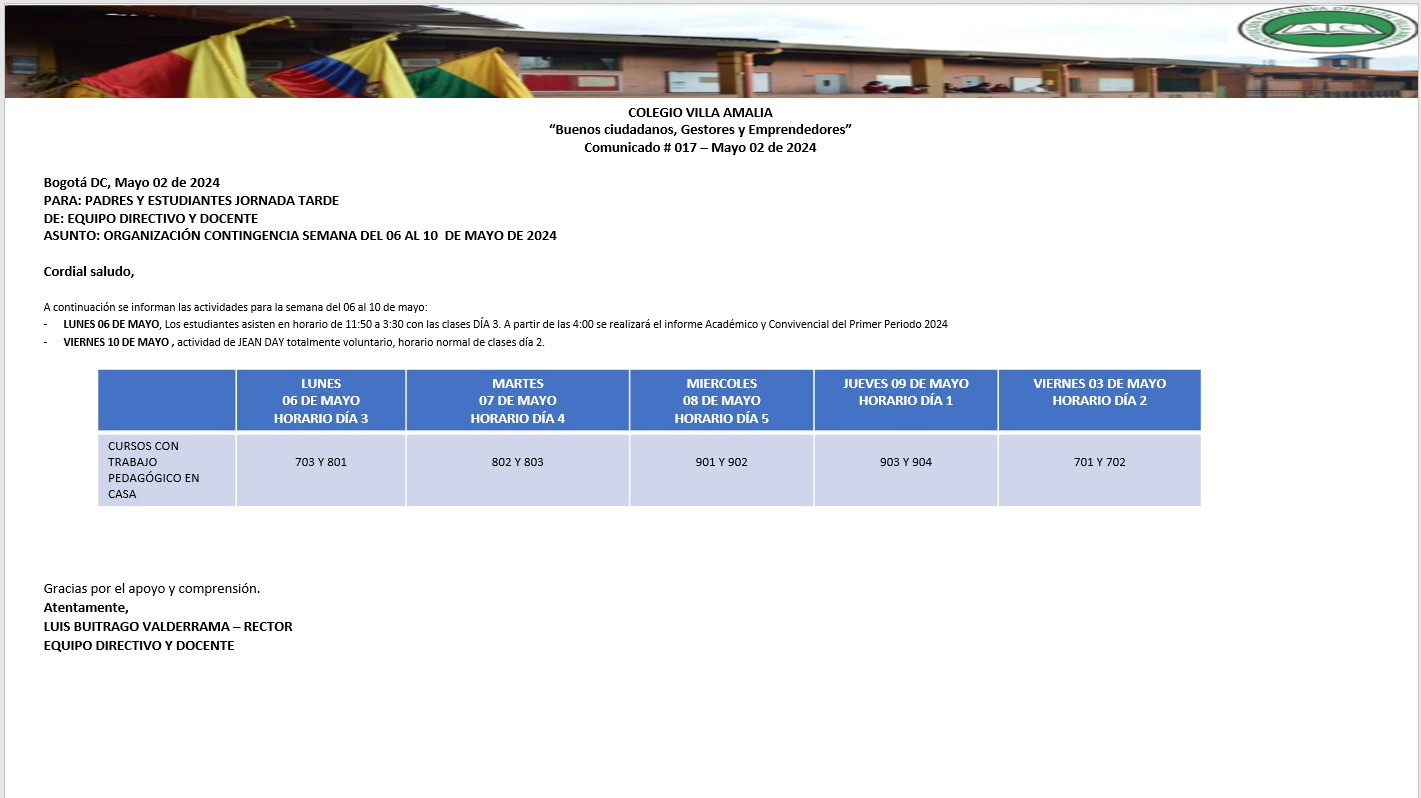 Comunicado 17 de 2 de Mayo 2024
