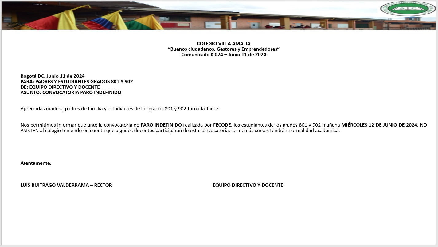 Comunicado 24 de 11 de Junio 2024